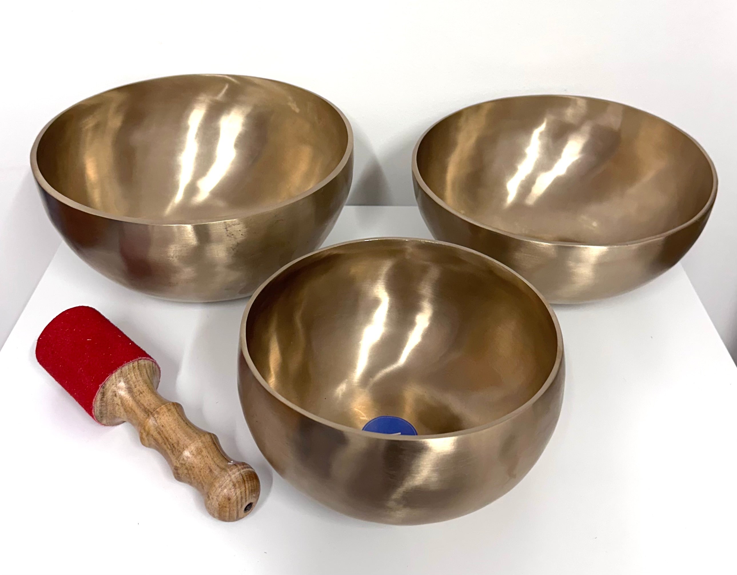 Burnished Tibetan Singing Bowls (Set Of 3 Medium Bowls) 3rd Octave