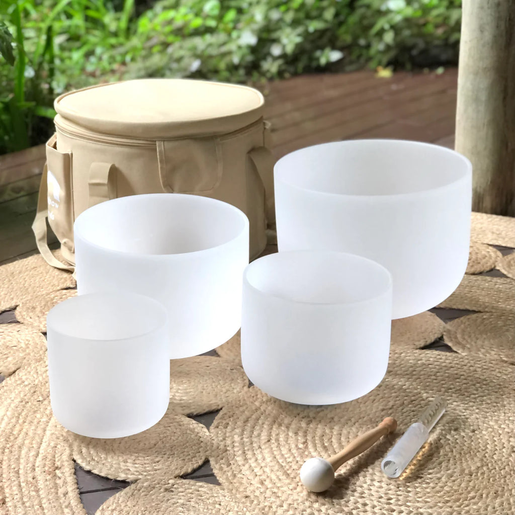 White Crystal Singing Bowls Set Of 4 - STS UK