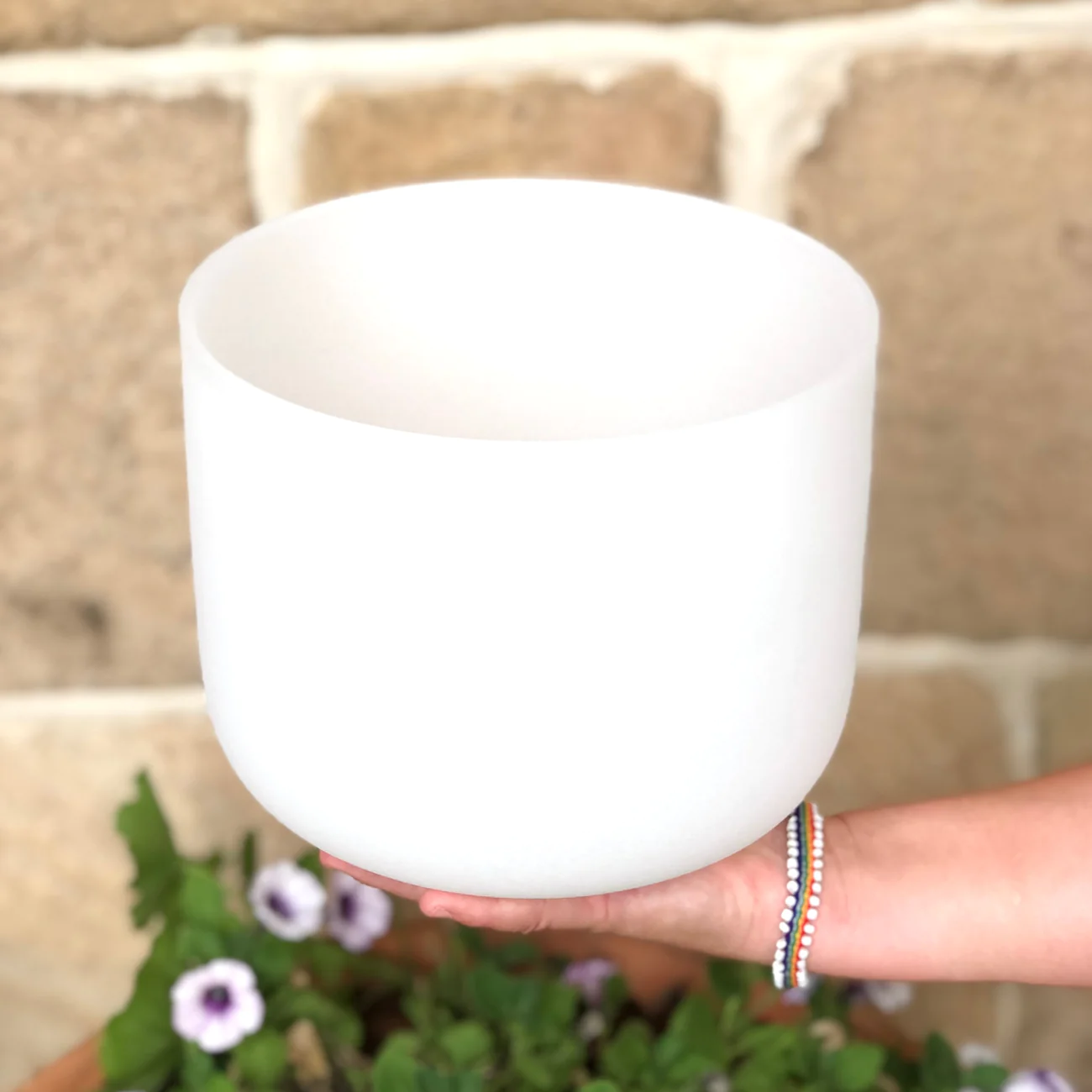 Throat Chakra 8" White Crystal Singing Bowl