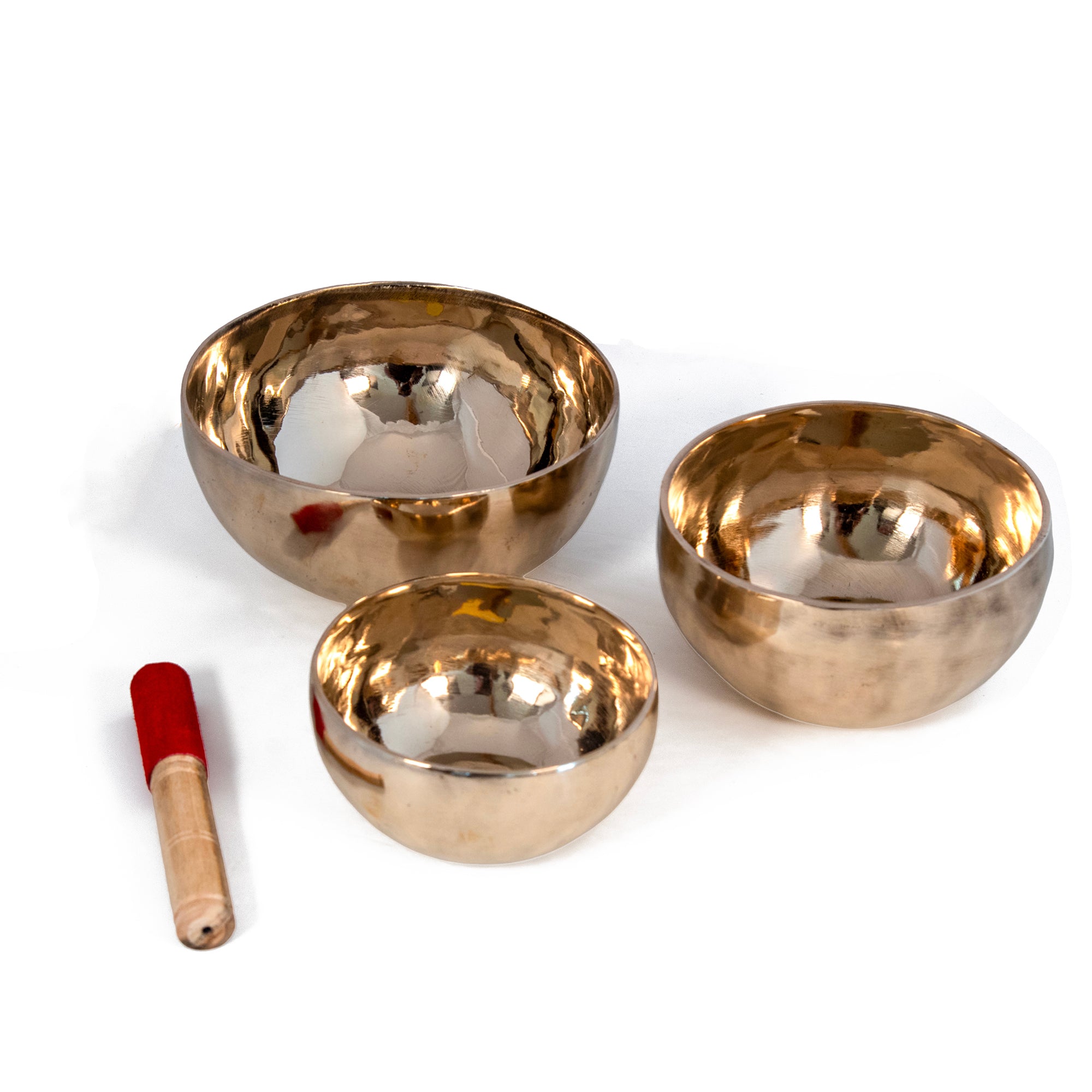 Tibetan Singing Bowls Set Of 3 (2 Medium & 1 Large Bowl)