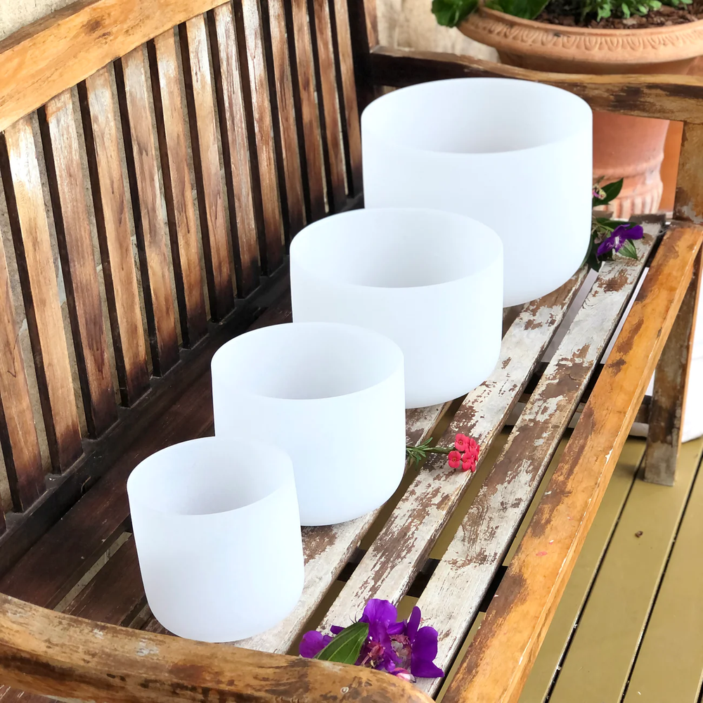 White Crystal Singing Bowls Set Of 4 - STS UK