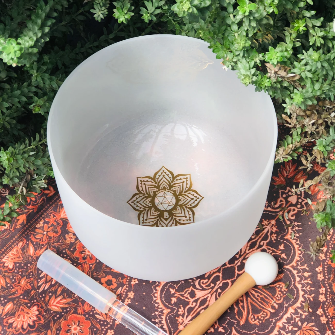Earth Star Chakra 10" Crystal Singing Bowl In Beige Bag
